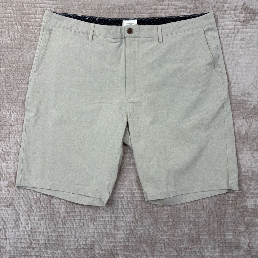 7 DIAMONDS Mens Performance Shorts‎ Heather Gray Stretch Flat Front Casual Chino